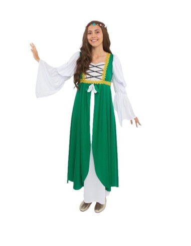 Costume da donna medievale verde taglia M nuovo - di alta qualità, ideale per il carnevale, feste a tema ed eventi speciali.
